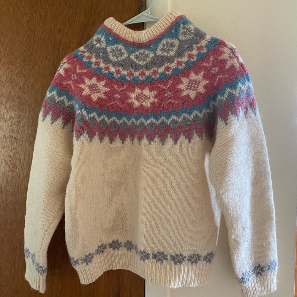 Woolrich Cozy Fair Isle Knit Sweater - Cream and Pink - Picture 2 of 3